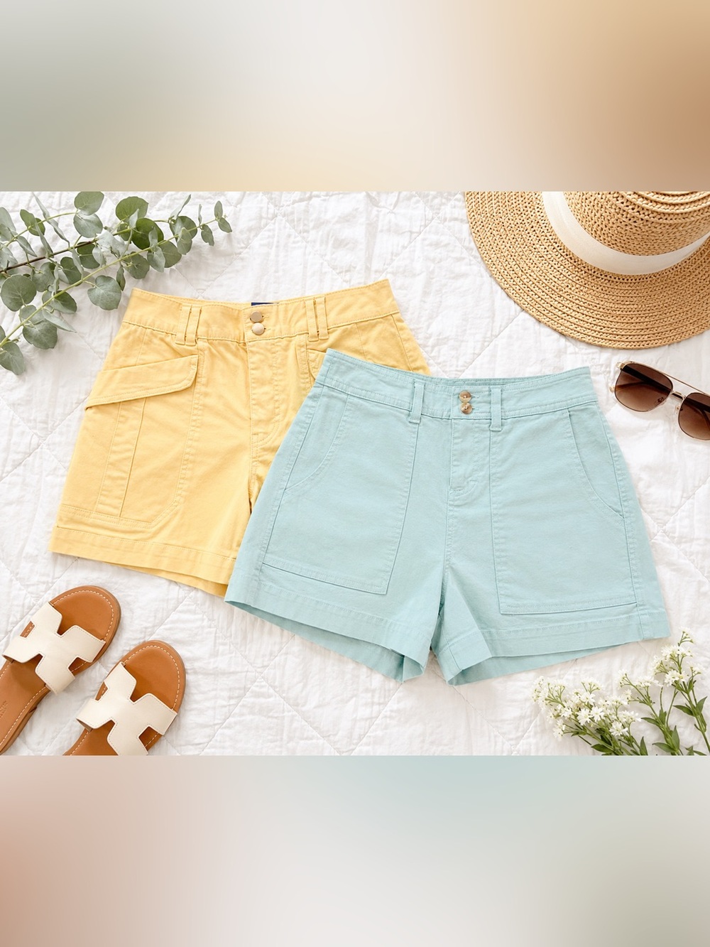 Democracy Yellow & Mint Green Women’s Bermuda Shorts